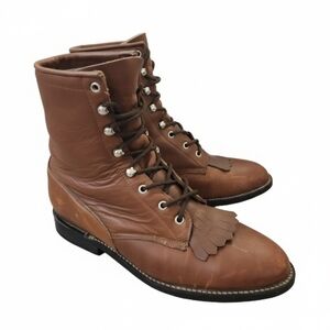 Vintage Cowtown Men’s Brown Leather Packer Boots - Size 9.5 E (Wide) - Handmade